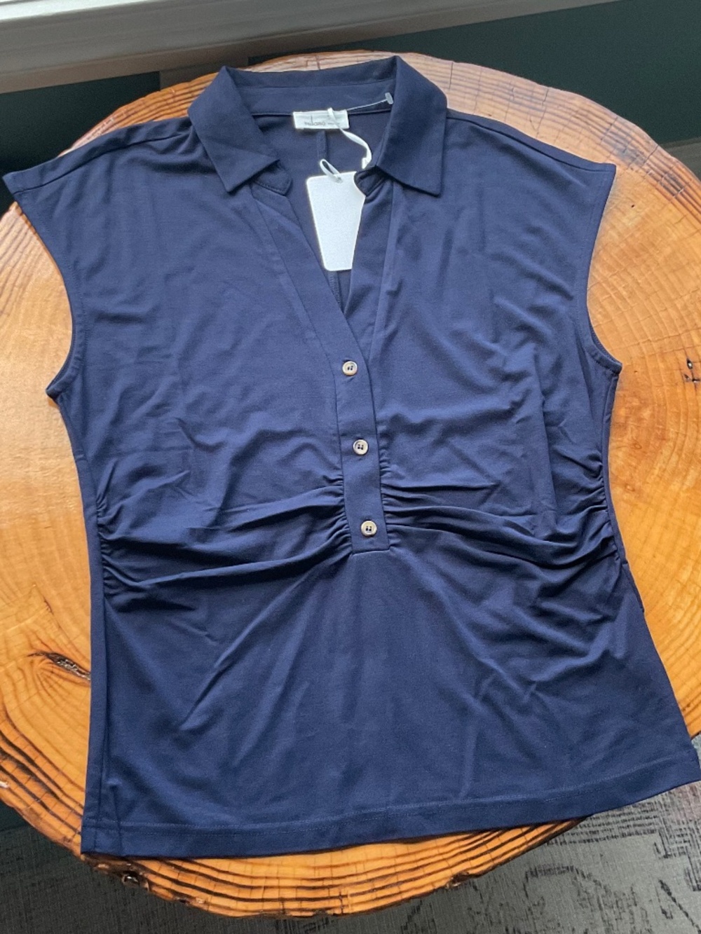 Milano Short Sleeve Half Placket Pullover Top Blouse